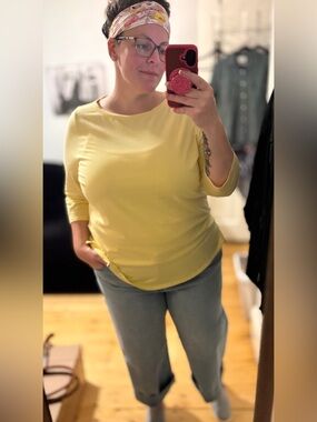 Kim Gravel Belle Yellow Super Soft Quarter Length Sleeve Top